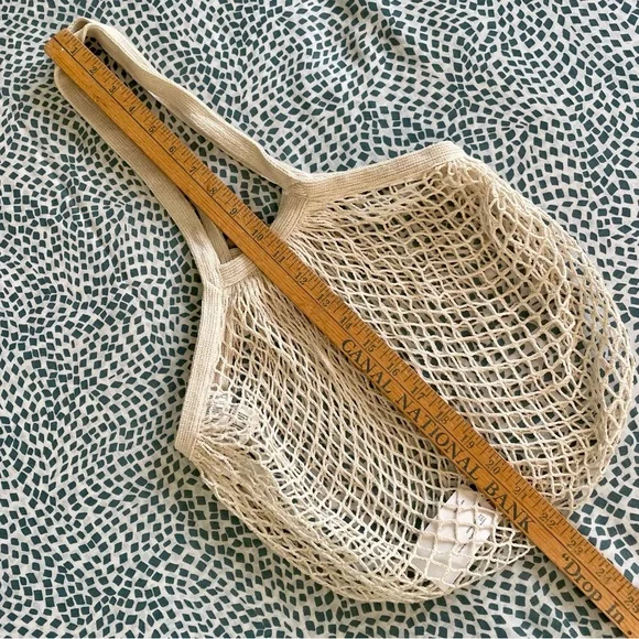 NWT H&M Natural Cotton Mesh Net Market Tote Bag Cream Eco conscious Shopping - Picture 4 of 8
